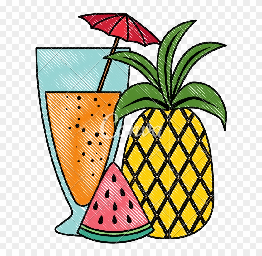 Tropical Cocktail With Fruits - Tropical Cocktail With Fruits #1584193