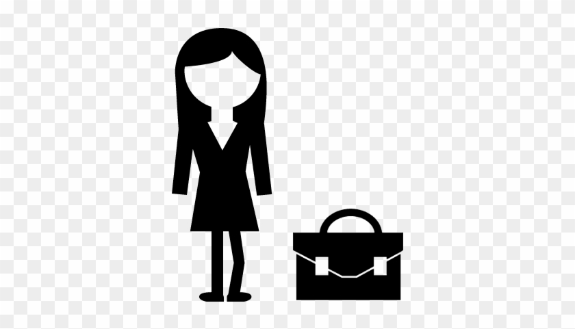 Female Student With Portfolio Bag At Her Side Vector - Female Student With Portfolio Bag At Her Side Vector #1584849