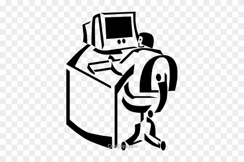 Businesswoman Working At A Computer Royalty Free Vector - Businesswoman Working At A Computer Royalty Free Vector #1585021