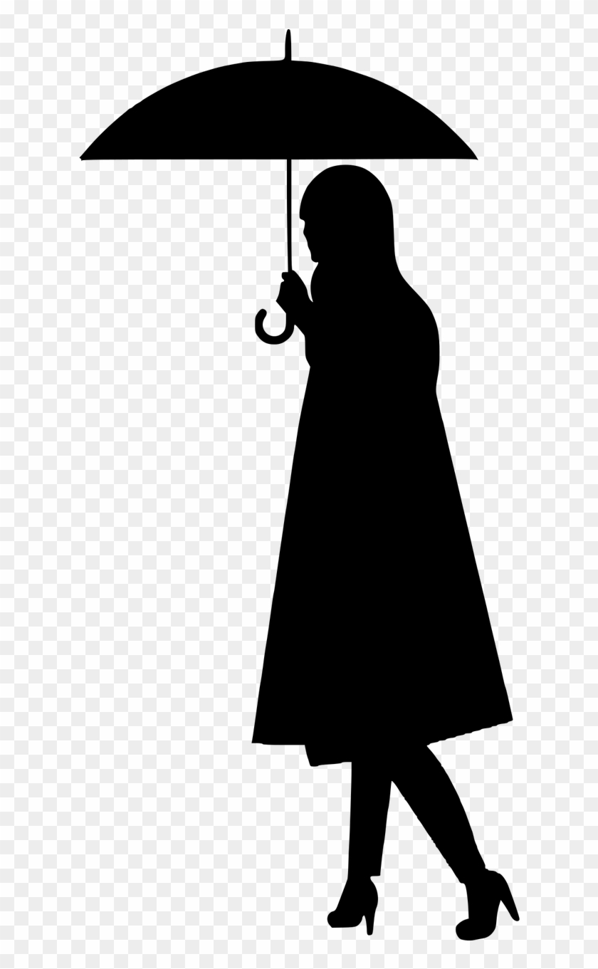 Silhouette Umbrella Woman - Silhouette Umbrella Woman #1585177
