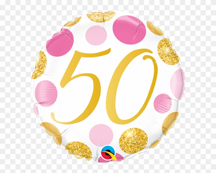 50 Pink & Gold Dots 18" Foil Balloon - 50 Pink & Gold Dots 18" Foil Balloon #1585507