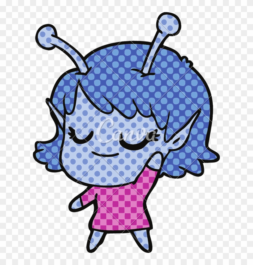 Smiling Alien Girl Cartoon - Smiling Alien Girl Cartoon #1586019
