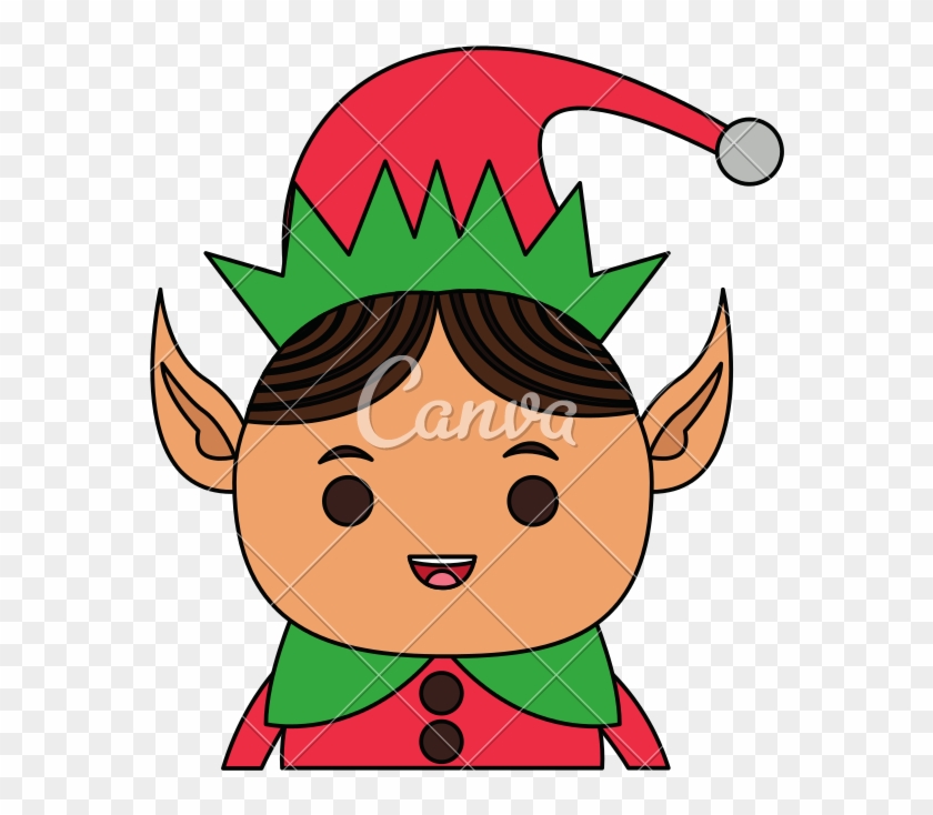 Color Image Cartoon Half Body Christmas Elf With Long - Color Image Cartoon Half Body Christmas Elf With Long #1586215
