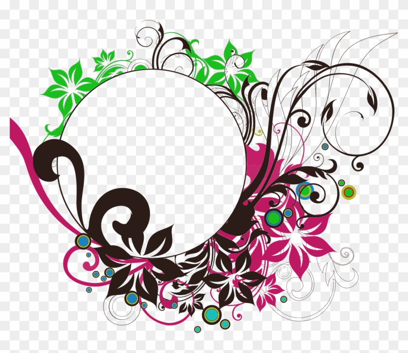 Clipart Floral Flourish Round Frame Double Heart Scroll - Clipart Floral Flourish Round Frame Double Heart Scroll #1586463