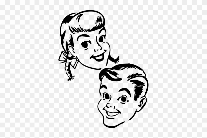 Girl & Boy Retro Decal - Girl & Boy Retro Decal #1586518