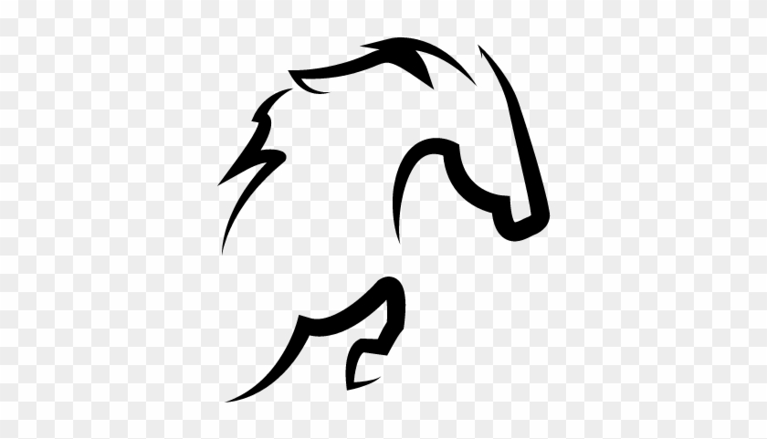 Horse With Hair Outline In Jump Pose Vector - Horse With Hair Outline In Jump Pose Vector #1587126