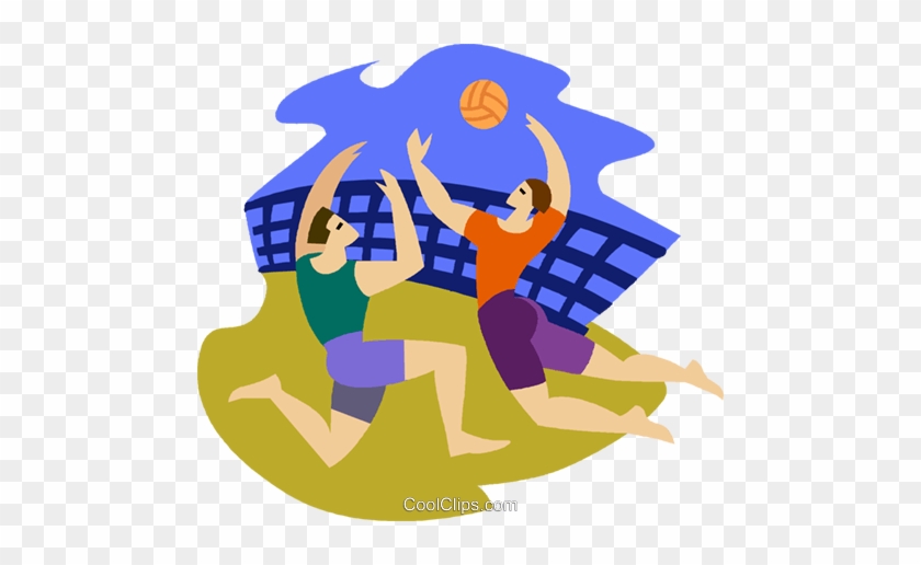 Beach Volleyball Royalty Free Vector Clip Art Illustration - Beach Volleyball Royalty Free Vector Clip Art Illustration #1587525