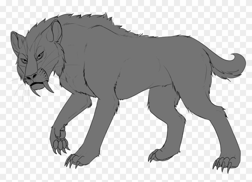 Free Smilodon Line Art By Artha Demon On Deviantart - Free Smilodon Line Art By Artha Demon On Deviantart #1587749