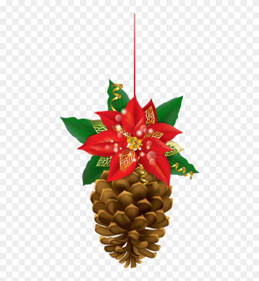 Free Png Christmas Pinecone With Poinsettia Png - Free Png Christmas Pinecone With Poinsettia Png #1588110