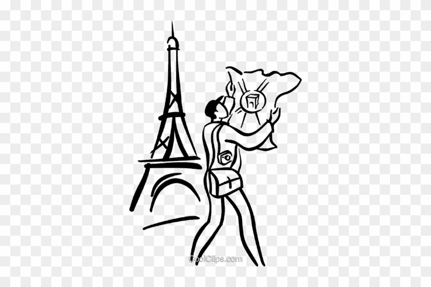 Tourist In Paris Royalty Free Vector Clip Art Illustration - Tourist In Paris Royalty Free Vector Clip Art Illustration #1588354