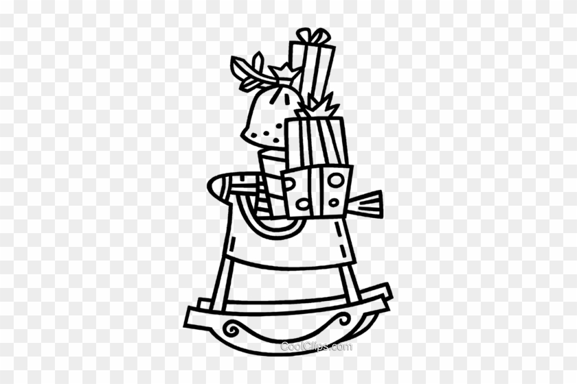 Rocking Horse With Presents Royalty Free Vector Clip - Rocking Horse With Presents Royalty Free Vector Clip #1588510