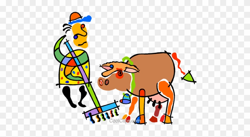 Farmer, Cow Royalty Free Vector Clip Art Illustration - Farmer, Cow Royalty Free Vector Clip Art Illustration #1588561
