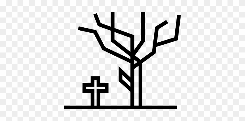 Halloween Tree And Tomb Cross Vector - Halloween #1588657