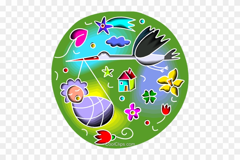 Stork Delivering Baby Royalty Free Vector Clip Art - Stork Delivering Baby Royalty Free Vector Clip Art #1588747