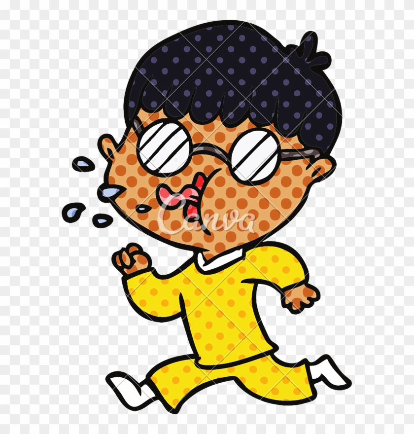 Cartoon Boy Wearing Spectacles And Running - Cartoon #1588979