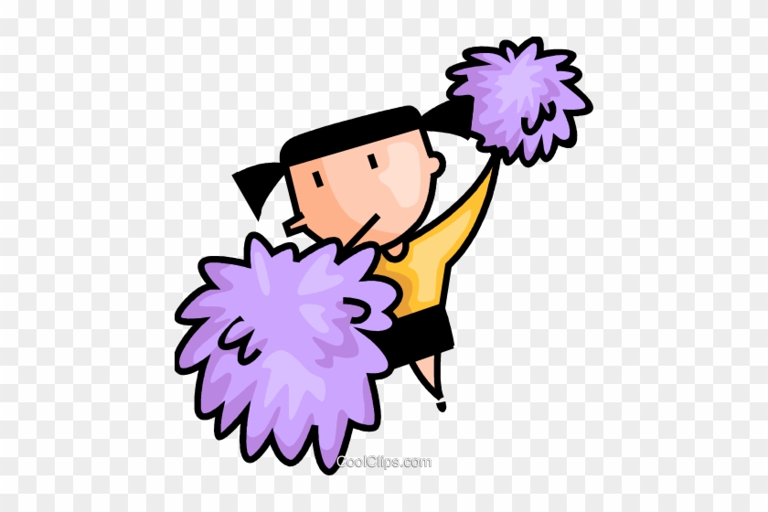 Cheerleader Royalty Free Vector Clip Art Illustration - Cheerleading Pom Poms Cartoon #1589038