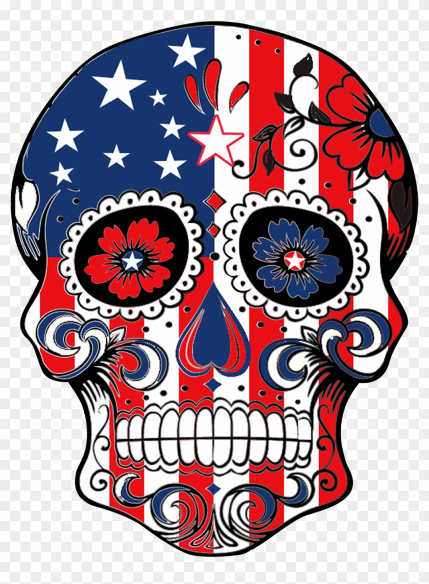 Ft Sugar Skull Flag Jolly Roger Pirate Banner Death - American Flag Sugar Skull #1589133