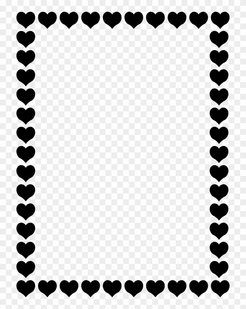 Valentines Day Border Landscape - Heart Border Clipart Black And White #1589140