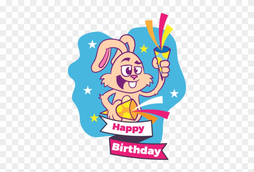 Birthday Card With Cute Rabbit, Birthday, Rabbit, Card - Illustration #1589181
