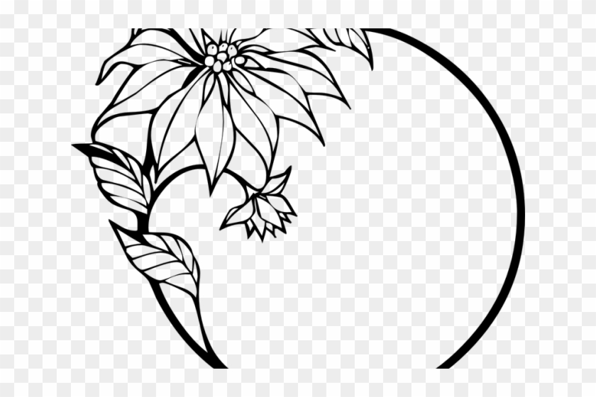 Poinsettia Clipart Line Drawing - Simple Drawing Of Border Design #1589665