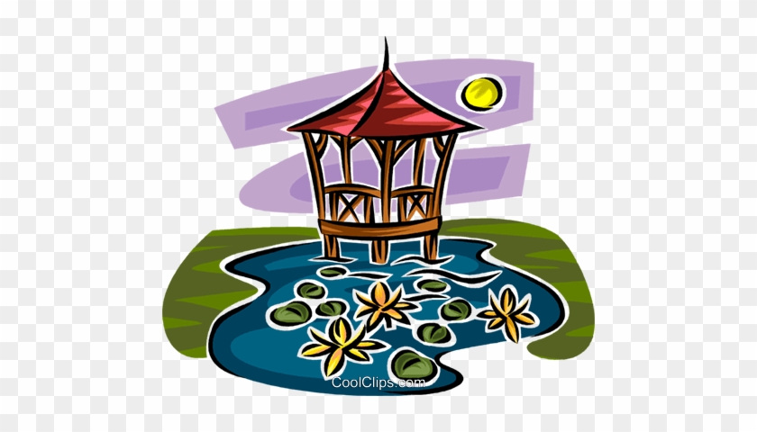 Gazebo In A Pond Royalty Free Vector Clip Art Illustration - Gazebo Vector #1589788