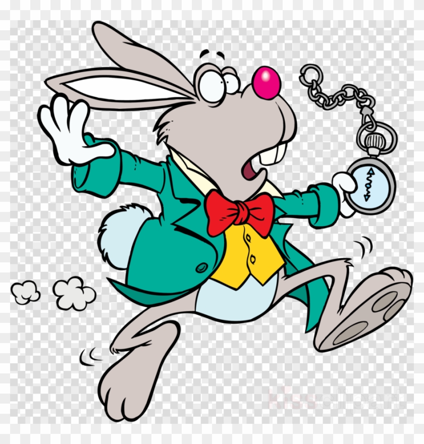 Cartoon Rabbit With Watch Clipart Royalty-free White - Rabbit Looking At Watch #1589947