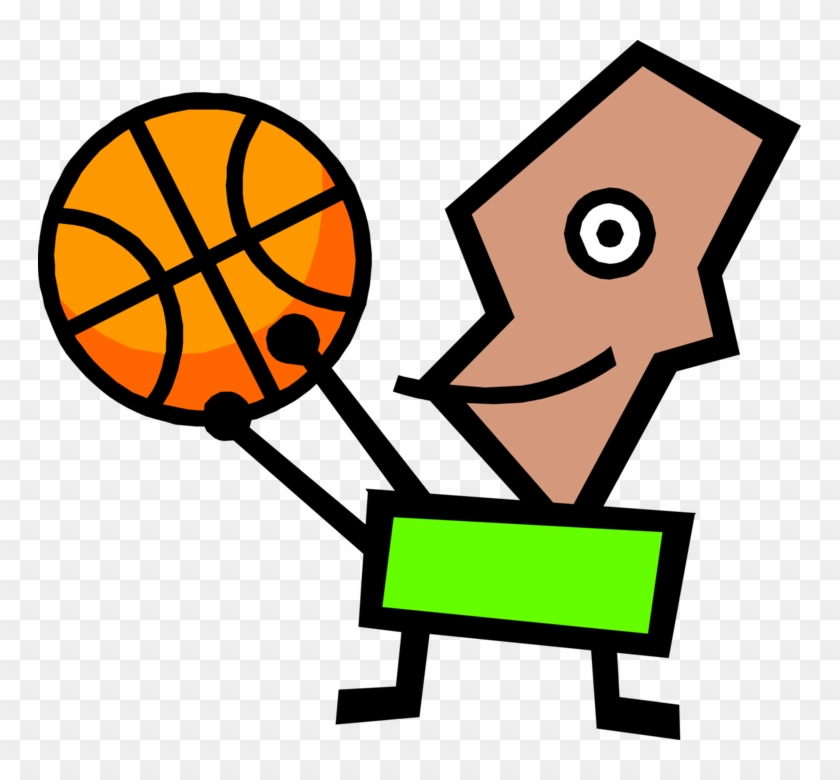 Vector Illustration Of Modern Art Kid Plays Basketball - Palla Da Basket Punto Croce #1589989