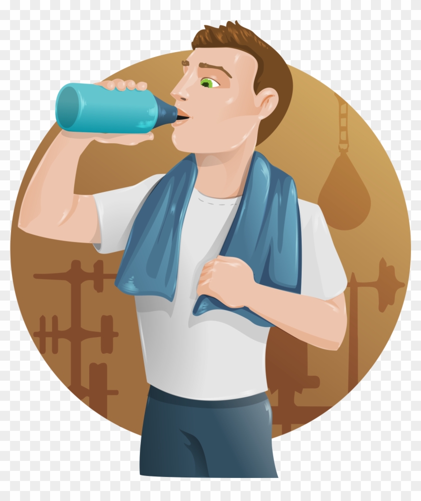 No Registration Required - Guy Drinking Water Cartoon - Free Transparent  PNG Clipart Images Download
