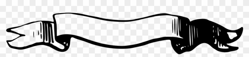Banner, Ribbon, Sign - Ribbon Banner Black And White Png #1590011