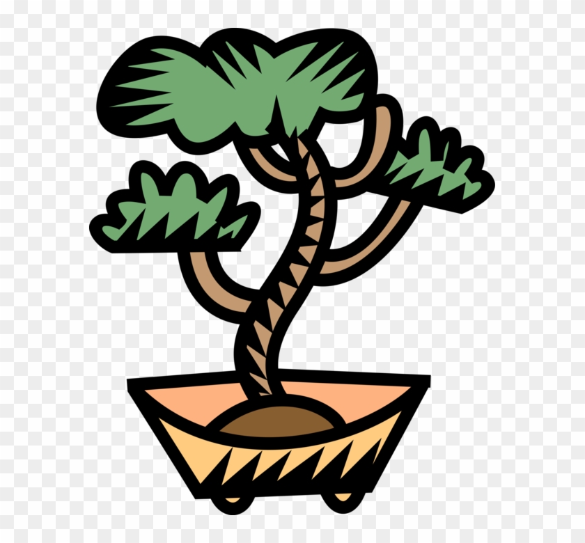 Vector Illustration Of Japanese Exotic Miniature Bonsai - Vector Illustration Of Japanese Exotic Miniature Bonsai #1590092