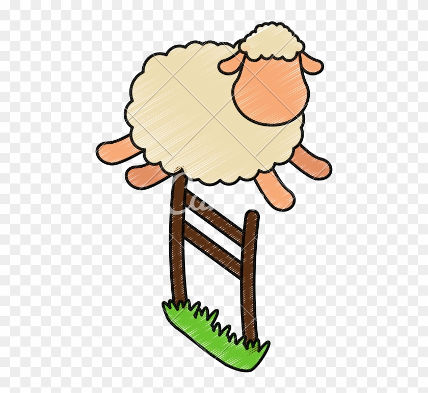 Cute Sheep Jumping The Fence - Cartoon #1590589