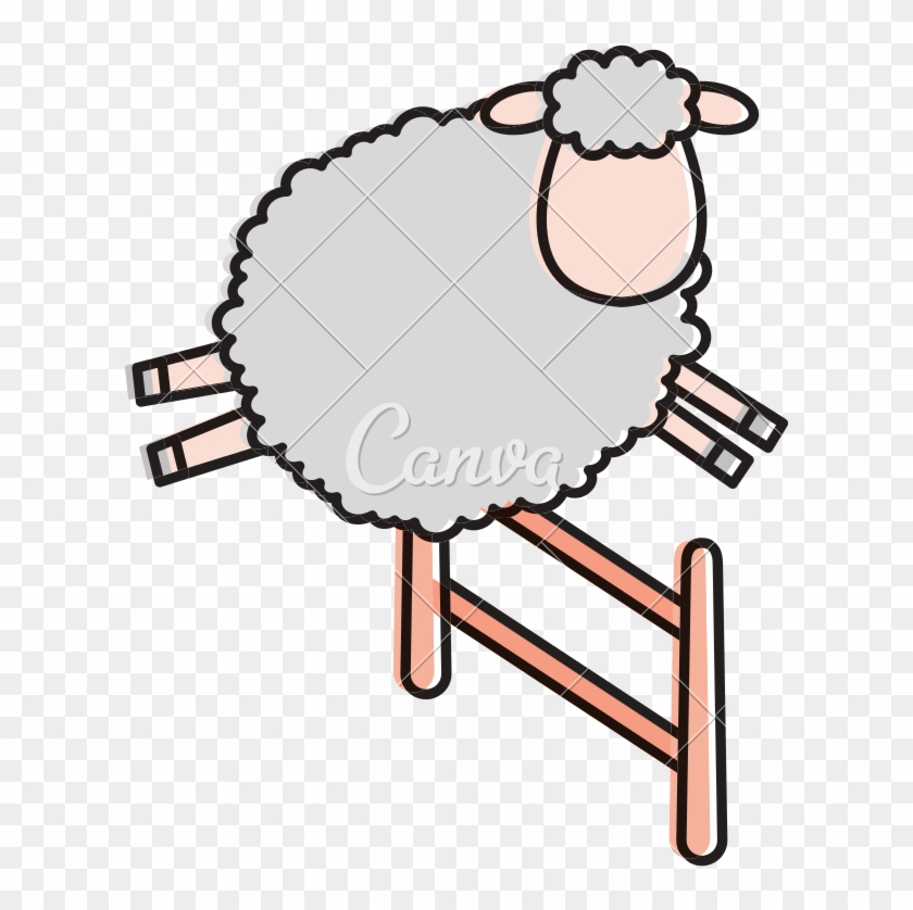 Cute Sheep Jumping Fence Character Icon - Cow Jumping Fence Clipart #1590590