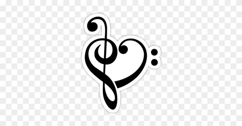 Music Heart Love Bass Clef Treble Classic - Bass Clef Treble Clef Heart #1590750