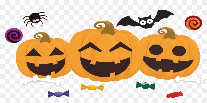 4734 X 2137 7 - Jack O Lantern And Candy Clip Art #1590828