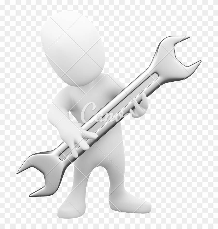 3d Little Man With Spanner - Cartoon #1590929