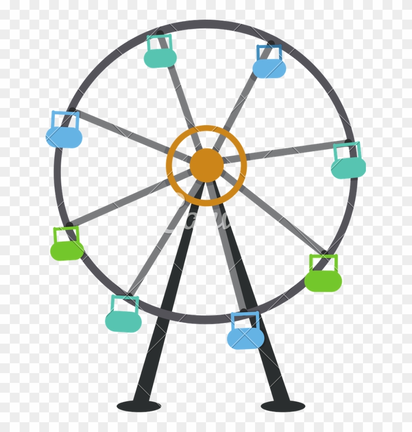 Flat Illustration Of Ferris Wheel - Circle #1590966