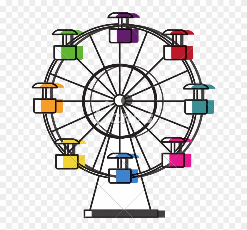 Panoramic Wheel Isolated Icon - Draw Carnival Ferris Wheel #1590974