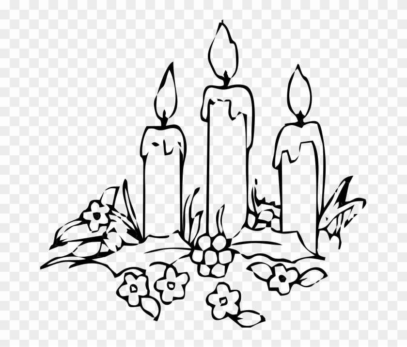Candle Coloring Book Decorative - Candles In Black And White Drawing #1591281