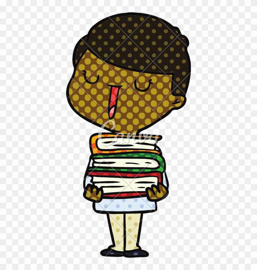 Cartoon Happy Boy With Stack Of Books - Mini Ladd Gta 5 Character Fan Art #1591329