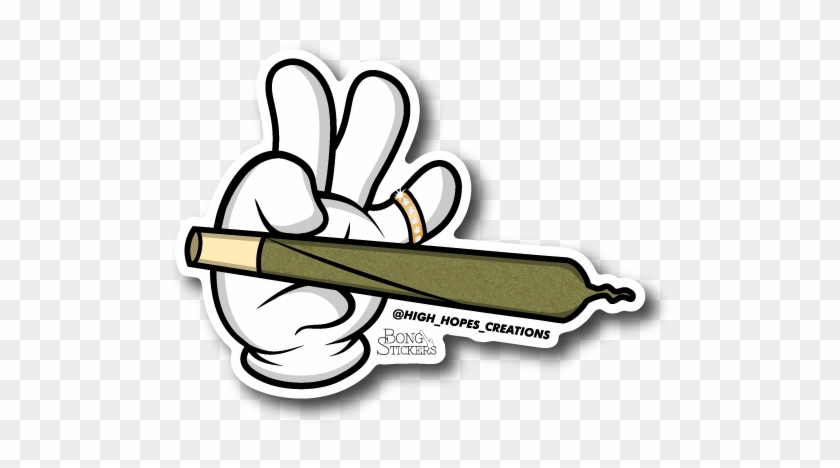 Raw Joint Hand Weed Sticker - Bong Stickers #1591396