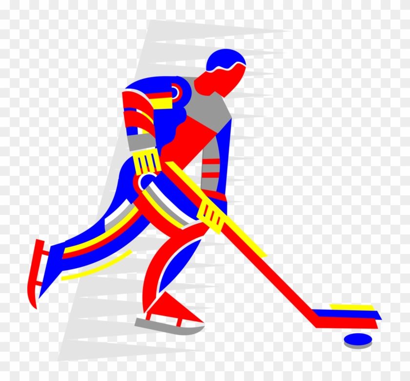 Vector Illustration Of Sport Of Ice Hockey Player With - Graphic Design #1592240