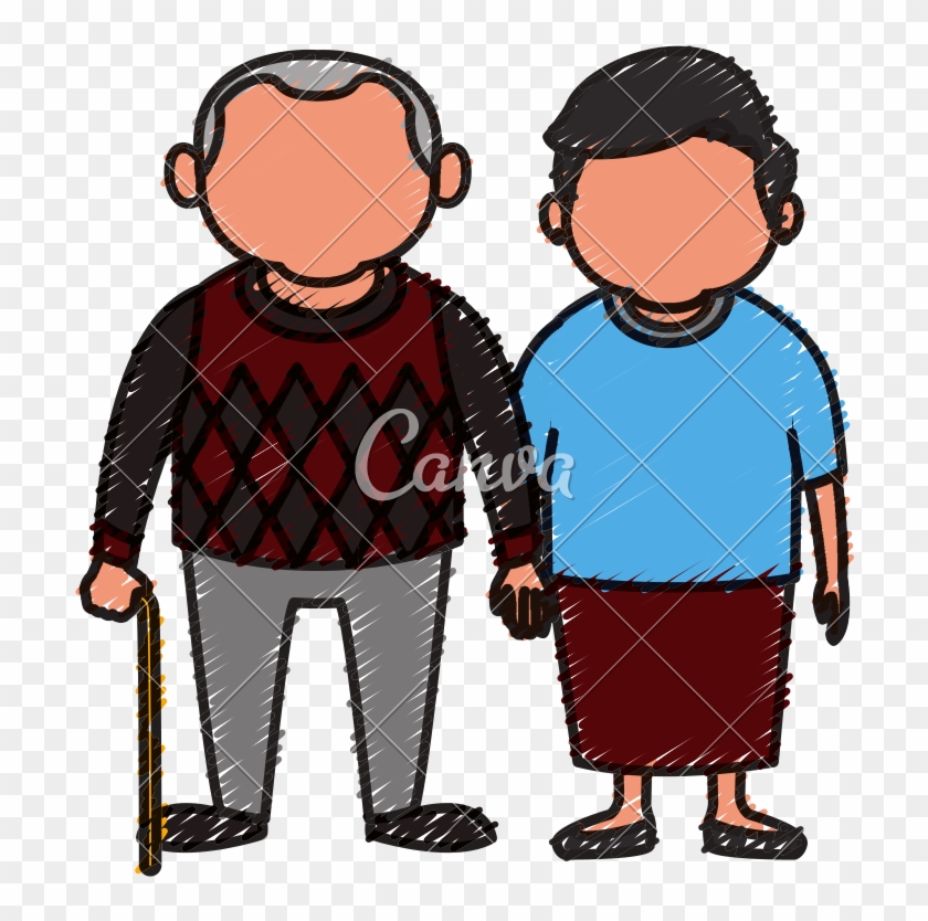 Cute Grandparents Couple Vector Icon Illustration - Illustration #1592272