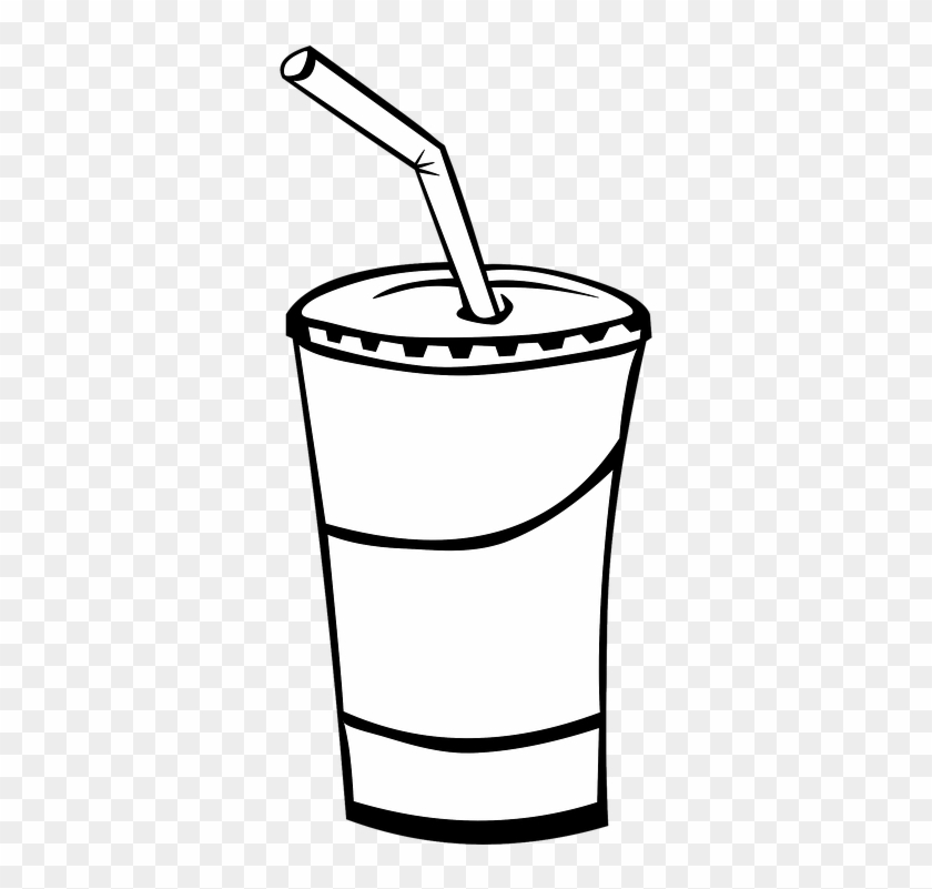 Beverage Clipart Drinking Glass - Soft Drink Clipart Black And White #1592387
