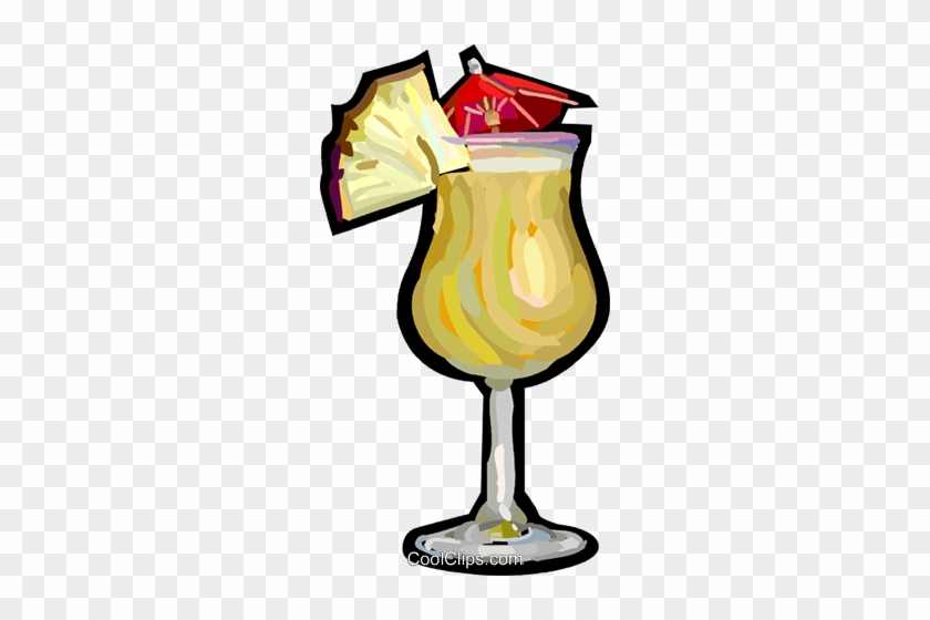 Mixed Tropical Drink Royalty Free Vector Clip Art Illustration - Cartoon Drinks Pina Colada #1592388