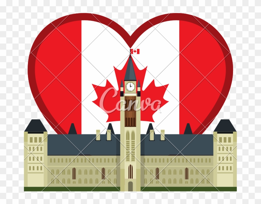 Canadian Parliament Building With Heart Flag - Canva #1592886