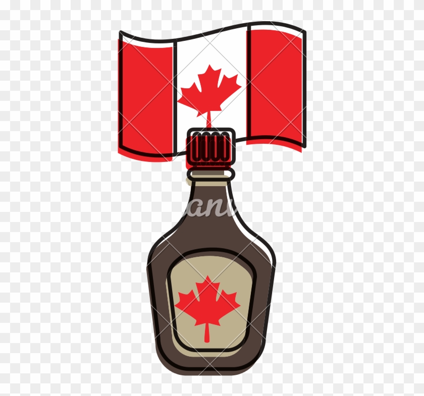 Bottle Syrup Maple And Canadian Flag - Illustration #1592902
