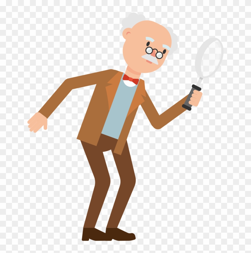 Clipart Person Magnifying Glass - Cartoon Professor With Magnifying Glass #1593070