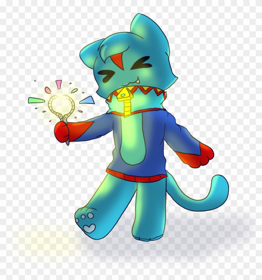 Shark Cat With A Sparkler - Cartoon #1593719