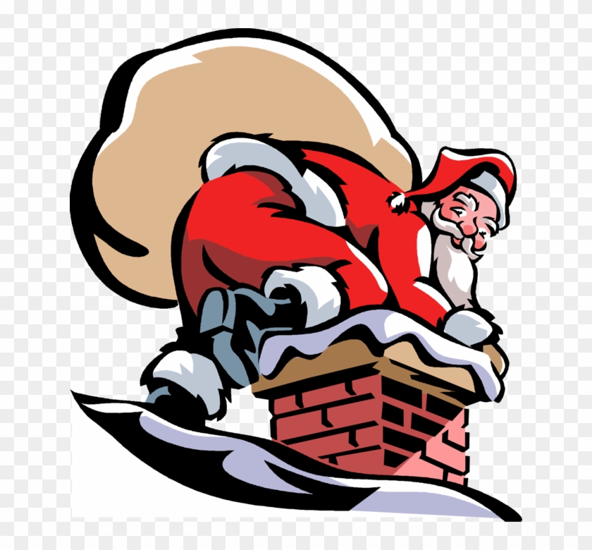 Santa Going Down The Chimney Royalty Free Vector Clip - Santa Going Down The Chimney Royalty Free Vector Clip #1593967