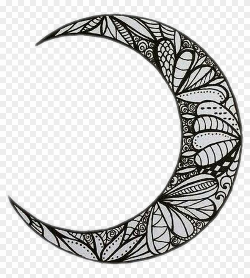 Tattoo Sticker - Aesthetic Moon Drawing - Free Transparent PNG Clipart Imag...